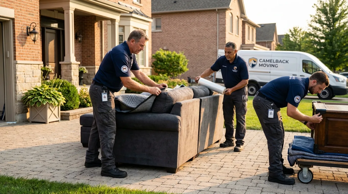 Large estate moving crew wrapping furniture in Westminster, CA
